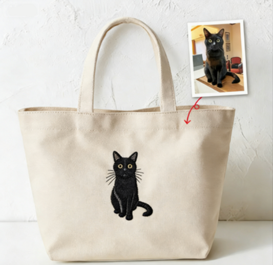 【Pawlistyle 刺繡 】愛猫・愛犬写真刺繍トートバッグ