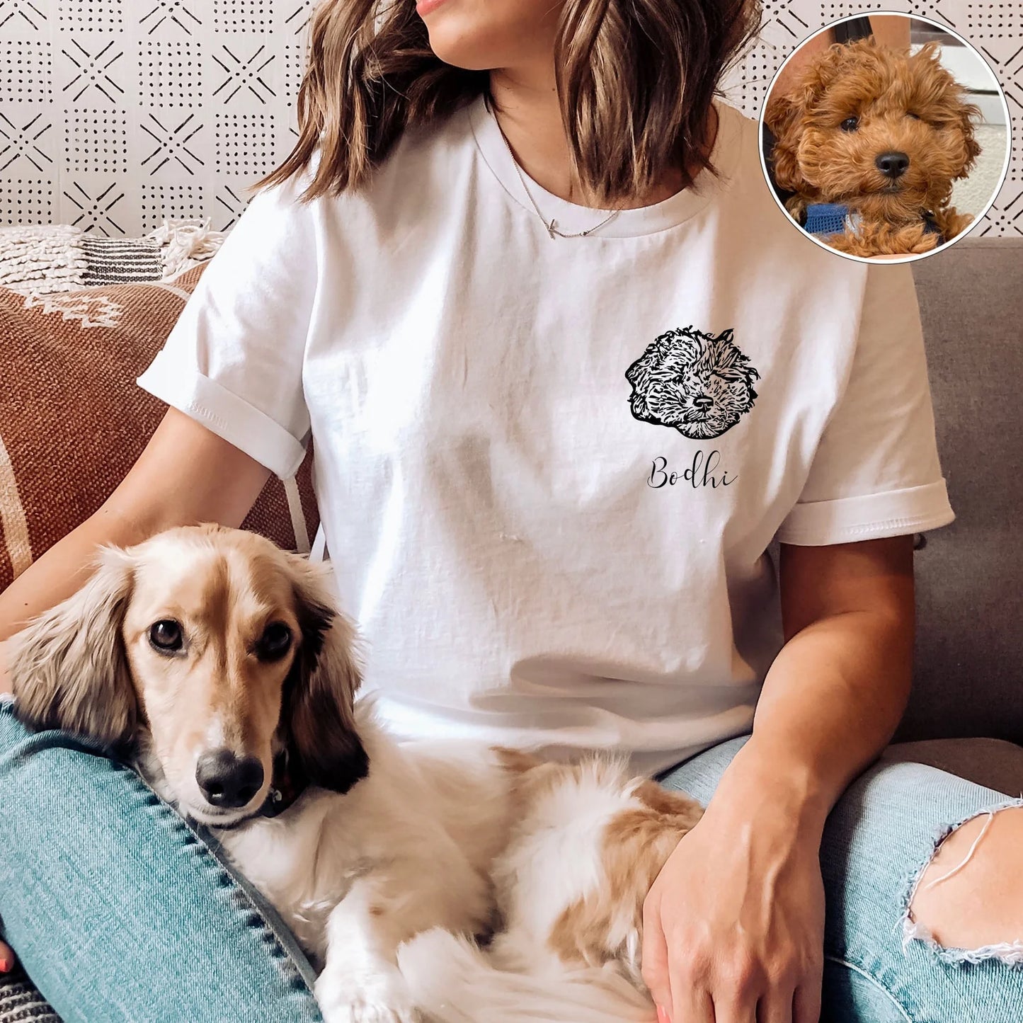 犬/猫/ペット/子供の写真 アバター を入れたカスタマイズされた Ｔシャツ 大きなアバター